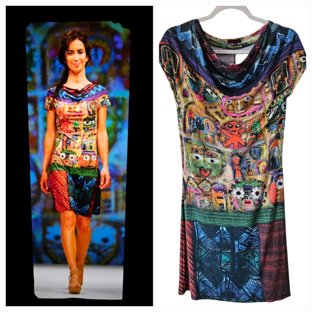 Aventures des Toiles Art To Wear Abstract Dress